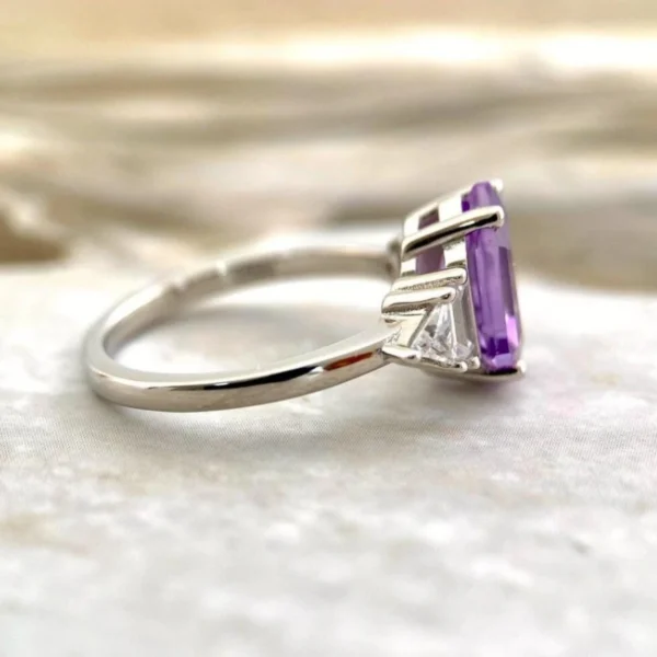 Elysian Amethyst Spark – Purple Diamond Promise Ring A captivating fusion of romance and royalty. - Image 3